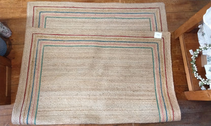 Natural Stripe Border Jute Rug - 4’x6’ (122cm x 183cm)rectangle