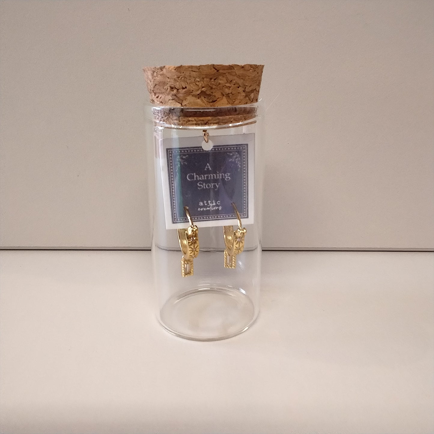 Crystal with rectangle hanging earring hoops