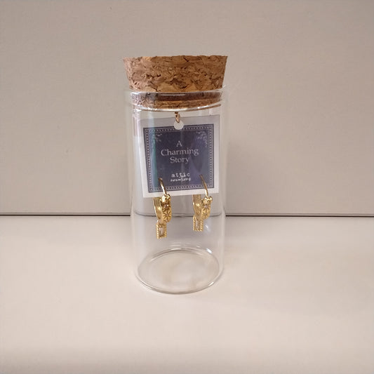 Crystal with rectangle hanging earring hoops