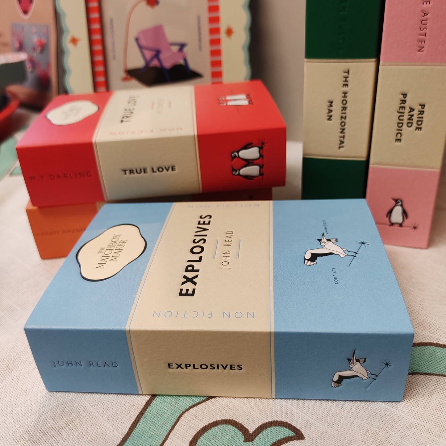 Reading book box style decorative Matches