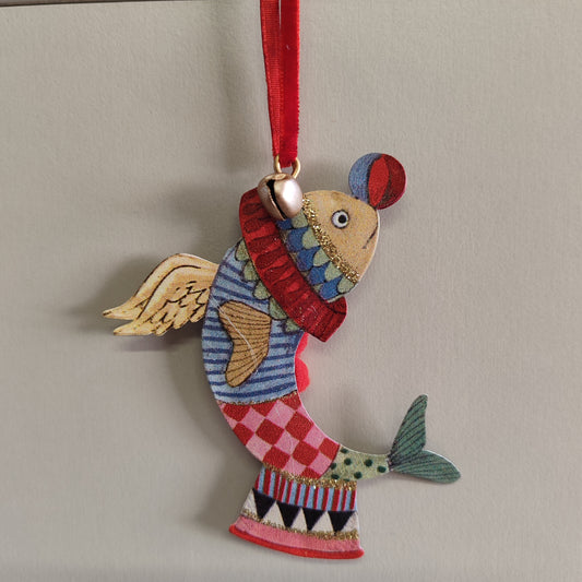 Gold Glitter Circus Fish/Bear/Lion Tin Decoration Assorted