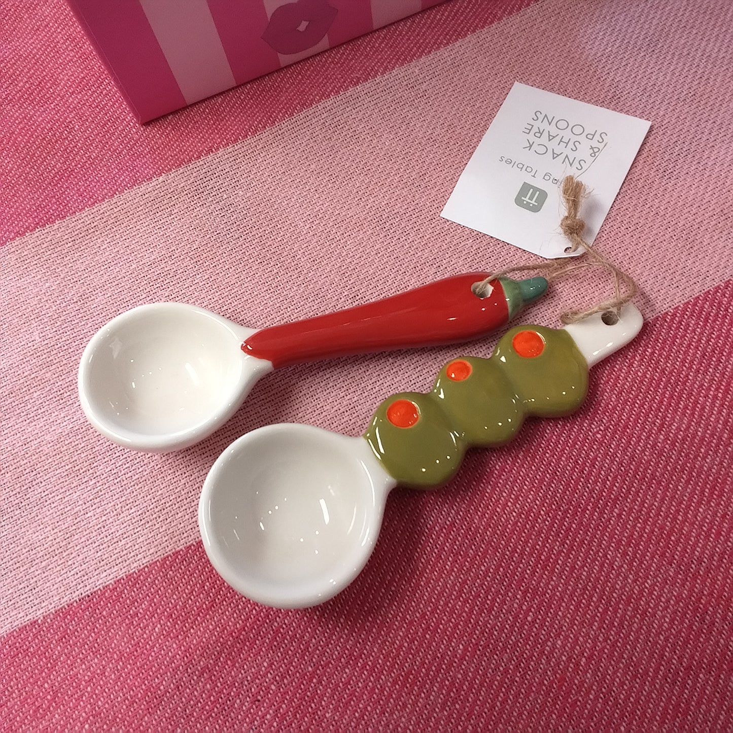 Bon Appetit, Ceramic Spoons, Olive and Chilli, PK, Snack and Share Spoons