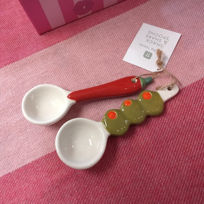 Bon Appetit, Ceramic Spoons, Olive and Chilli, PK, Snack and Share Spoons