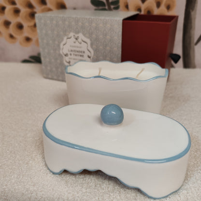 Cherie 5.5oz/155g Ceramic Dish Candle - Blue - Lavender & Tyme