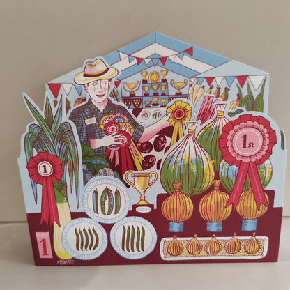 Gardener vegetable show greeting card