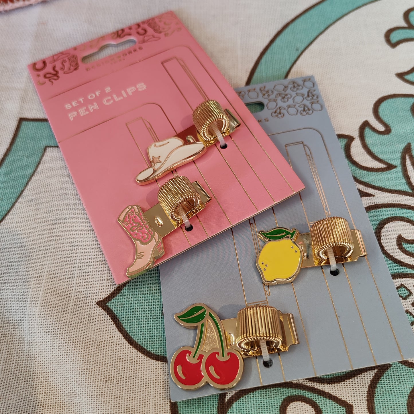 Lemon and cherries pen clips for your notebook