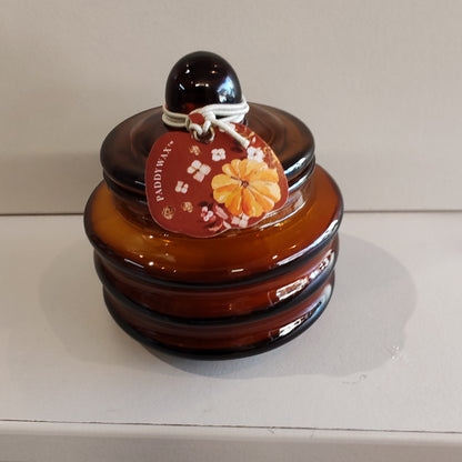 Pumpkin spice mini glass jar candle.