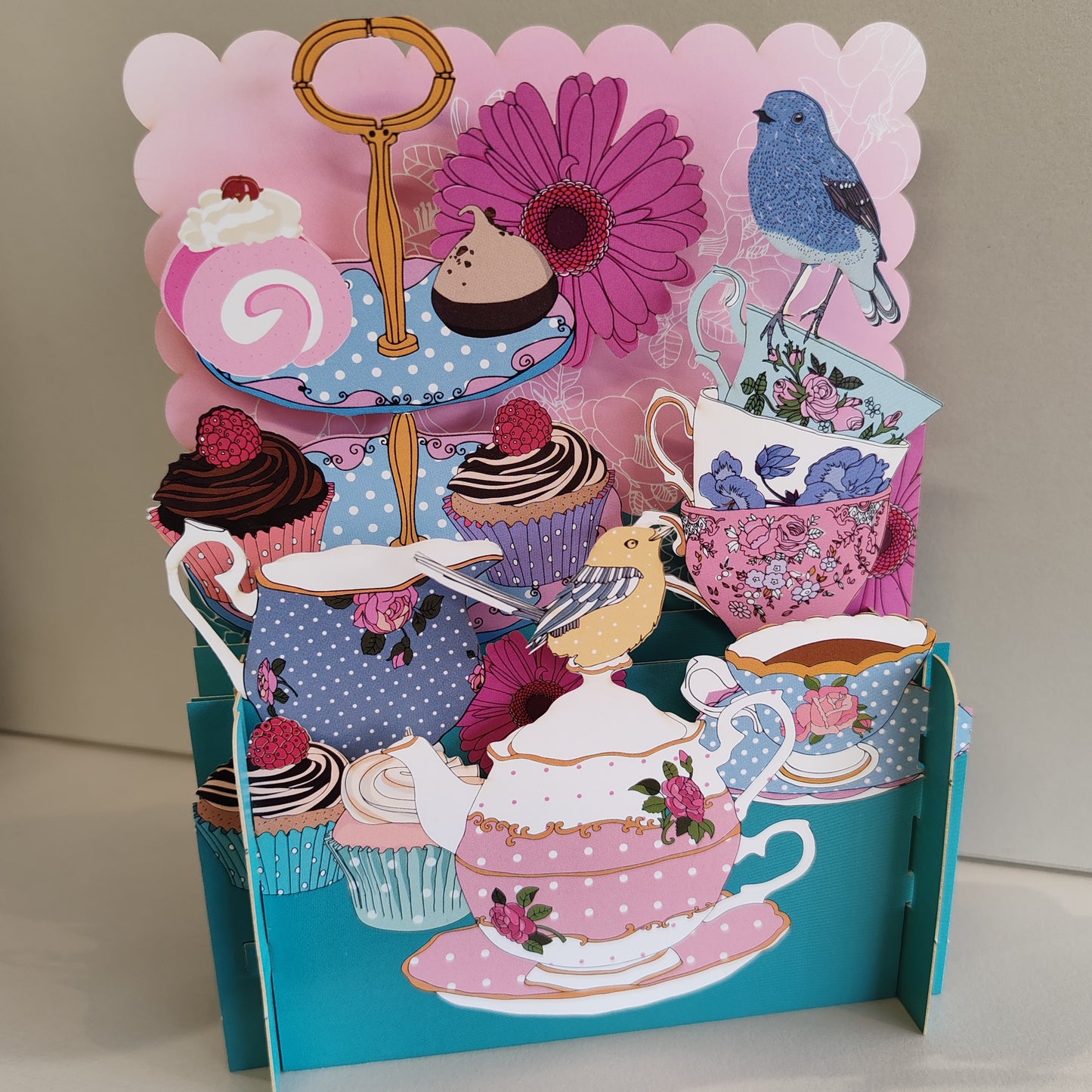 Miniature world Greeting card. Pop up 3d Cake Theme