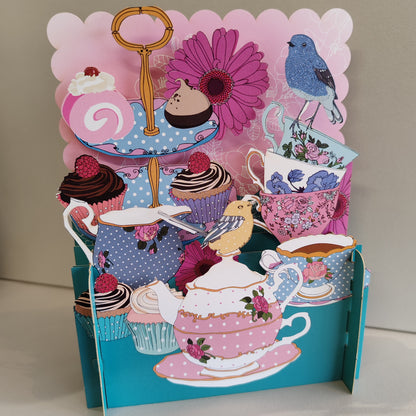 Miniature world Greeting card. Pop up 3d Cake Theme