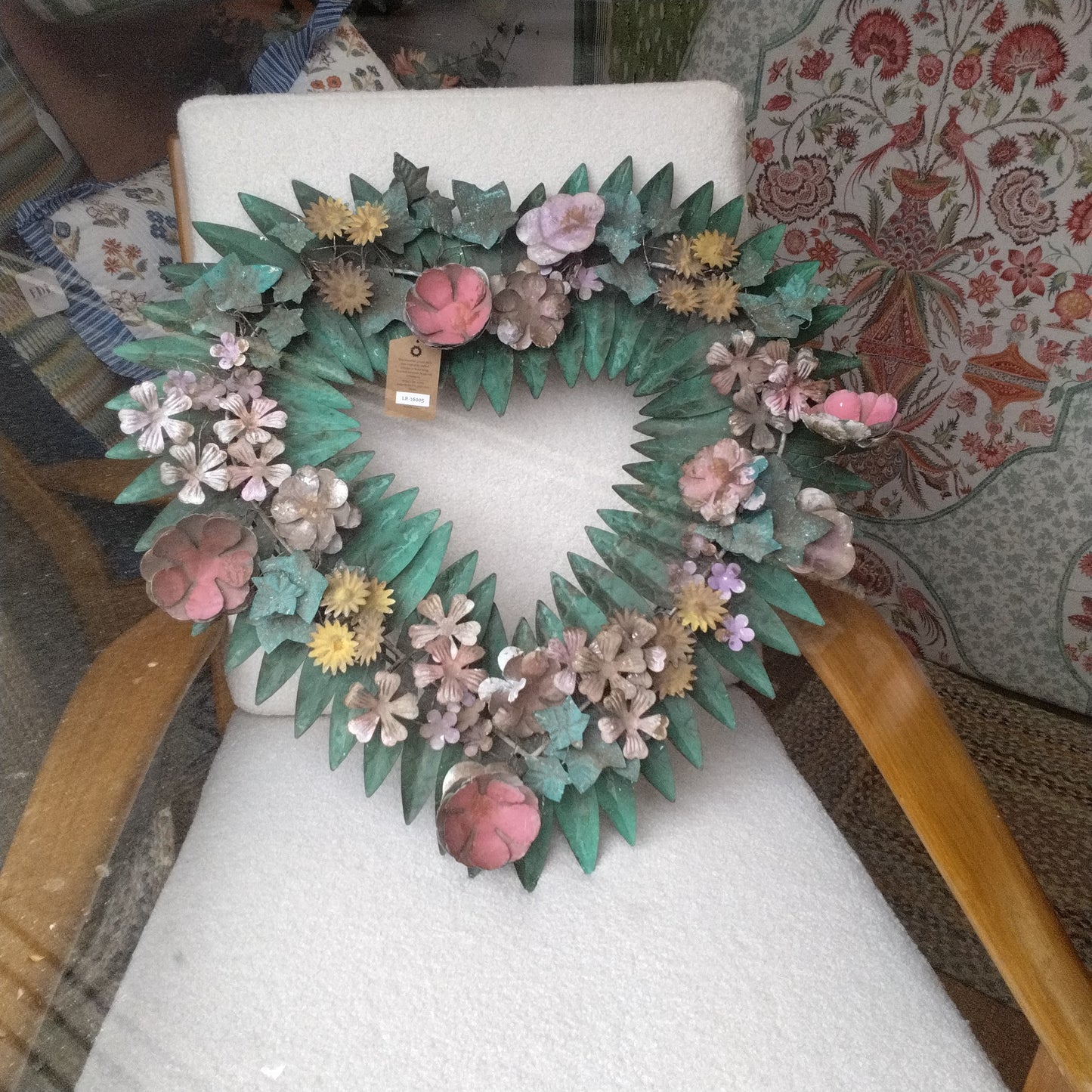 Metal floral hanging wreath