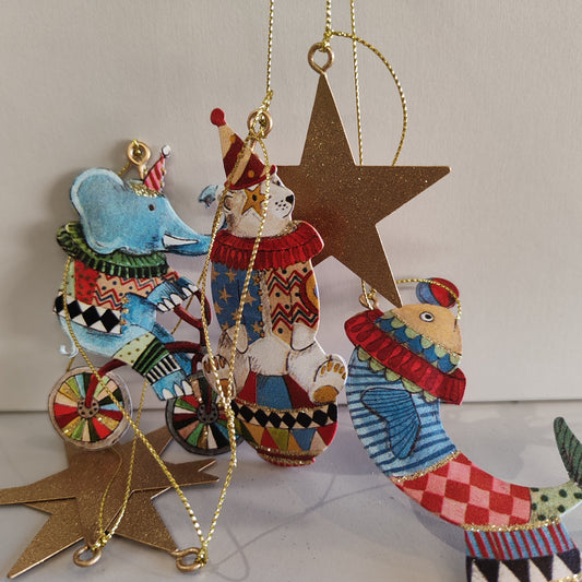 Circus Animal Gold Glitter Tin Garland