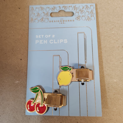 Lemon and cherries pen clips for your notebook