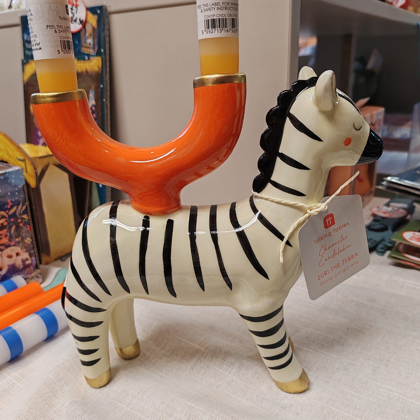 Ceramic Zebra candleholder.