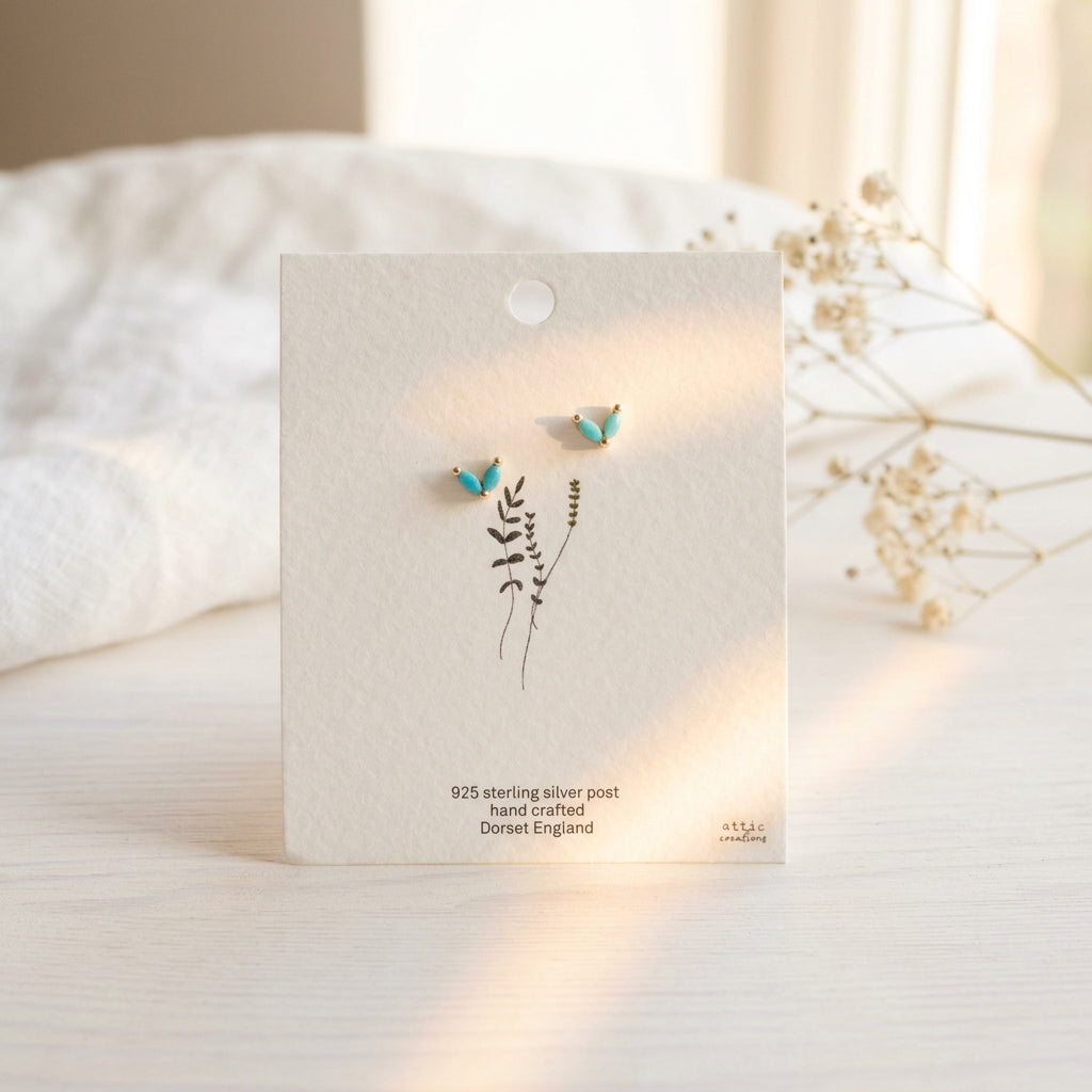 Offshoot Crystal Turquoise Earrings - Gold