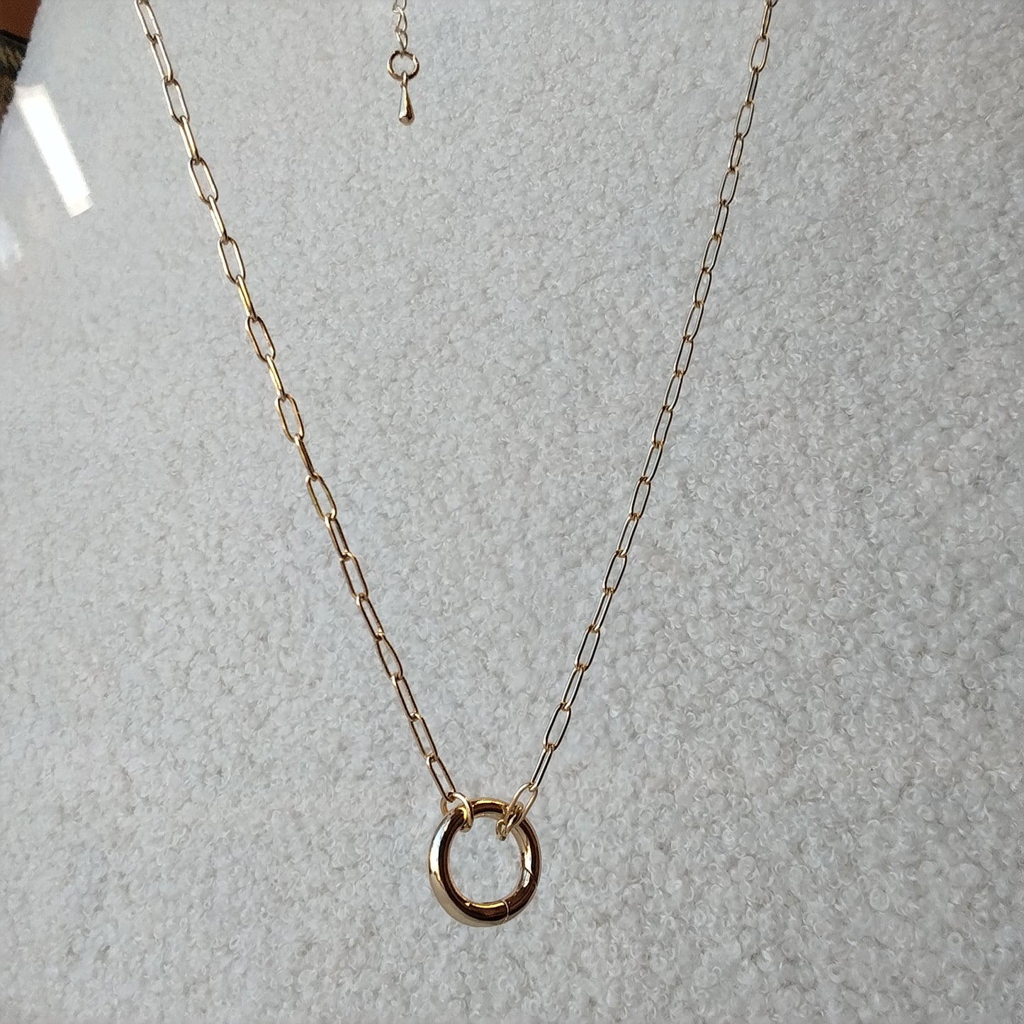 Paper Clip Chain with Circle Ring Necklace