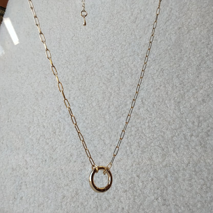 Paper Clip Chain with Circle Ring Necklace