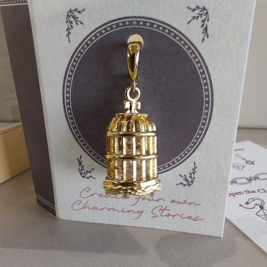 14k gold Birdcage with crystal charm