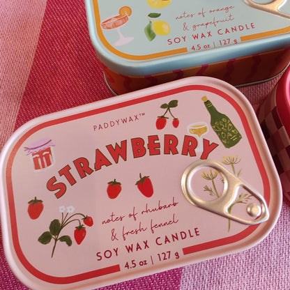 Scented Candle Strawberry Soy Wax 4.5 oz in Tin