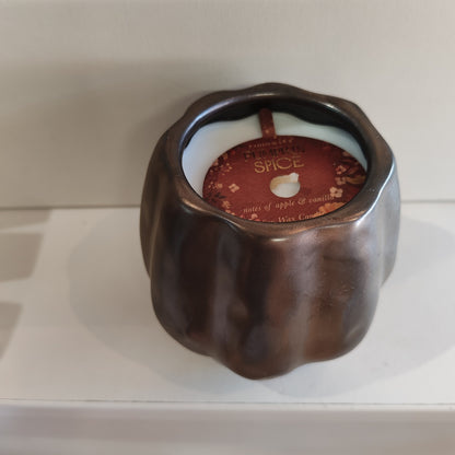Pumpkin spice ceramic pot Soy Wax Candle
