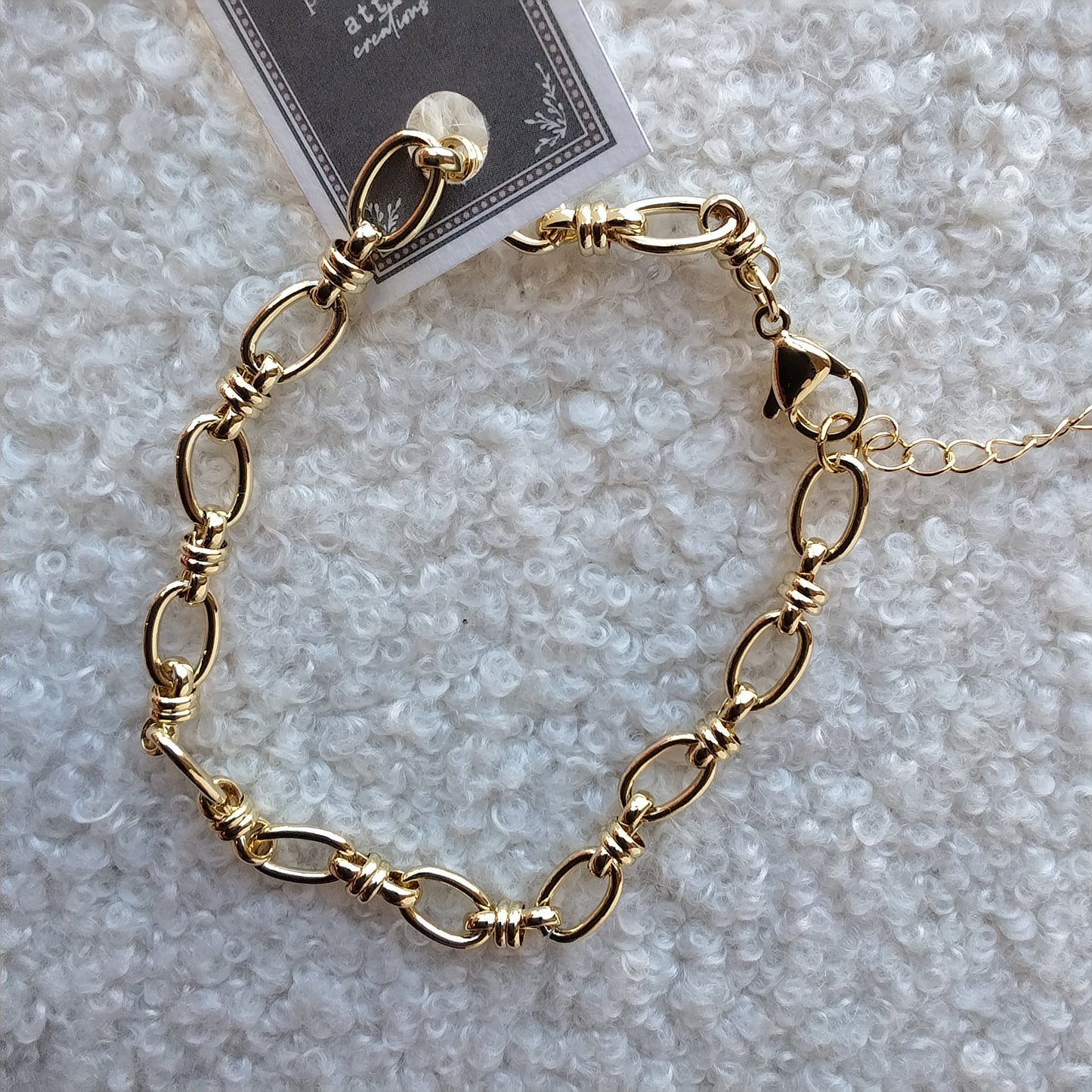 Gold Loop Bracelet, Charm Chains