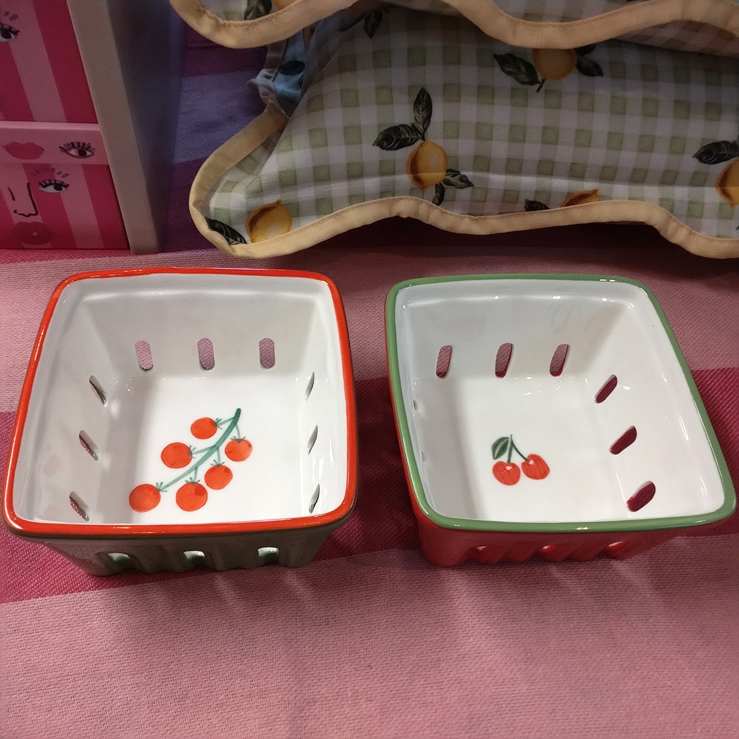 Ceramic Punnet, fruit decoration