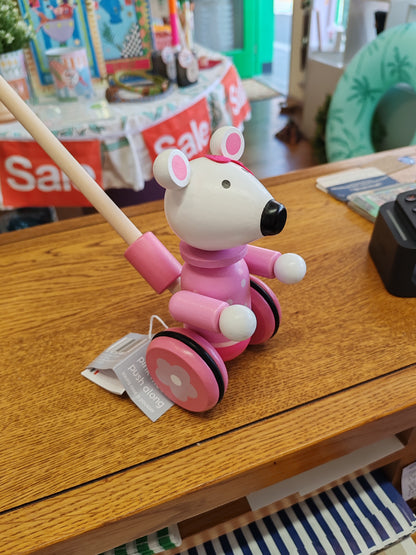 Pink mouse push along Toy