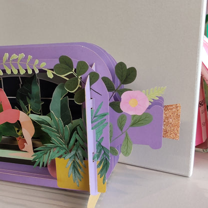 Message in a Bottle 3d Pop up greeting card. Yoga theme