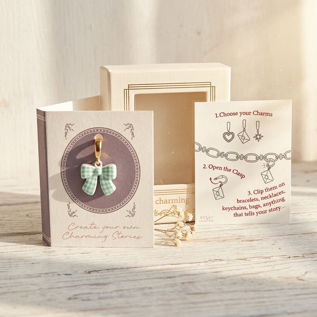Green Check Bow Charm