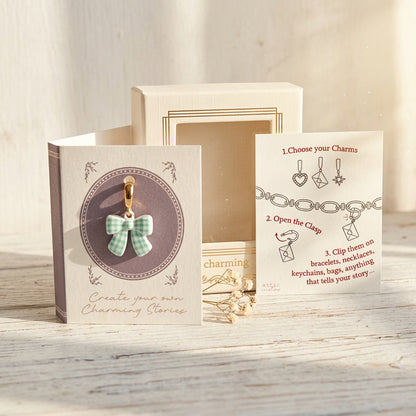 Green Check Bow Charm