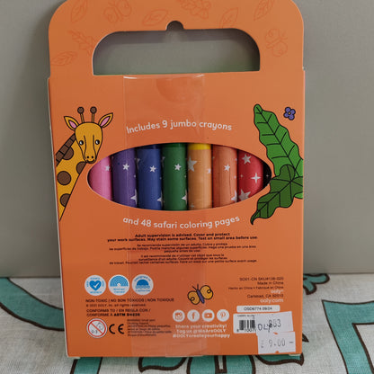 Carry along Colouring book and crayons "on safari"