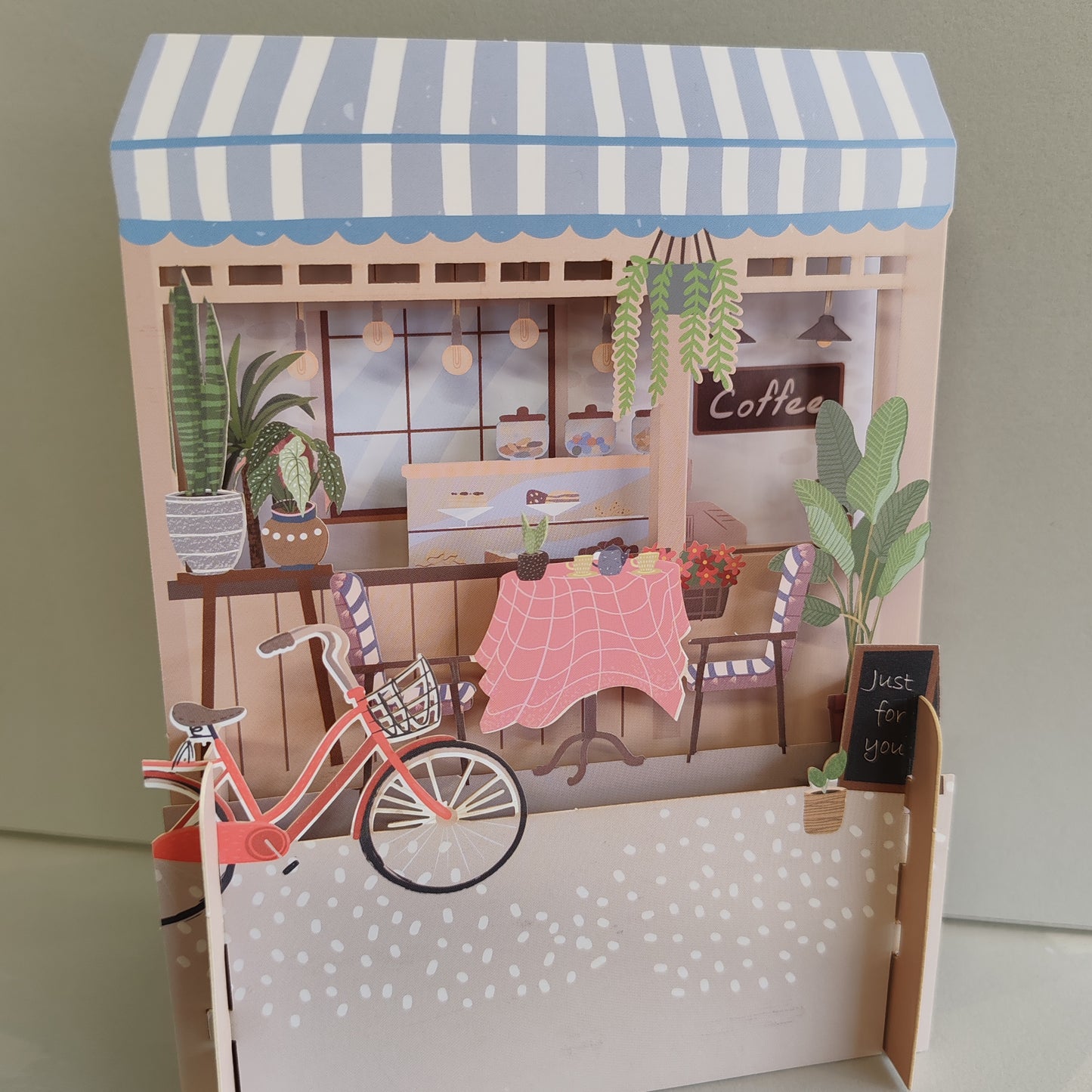 3D pop up Coffee shop greeting card.