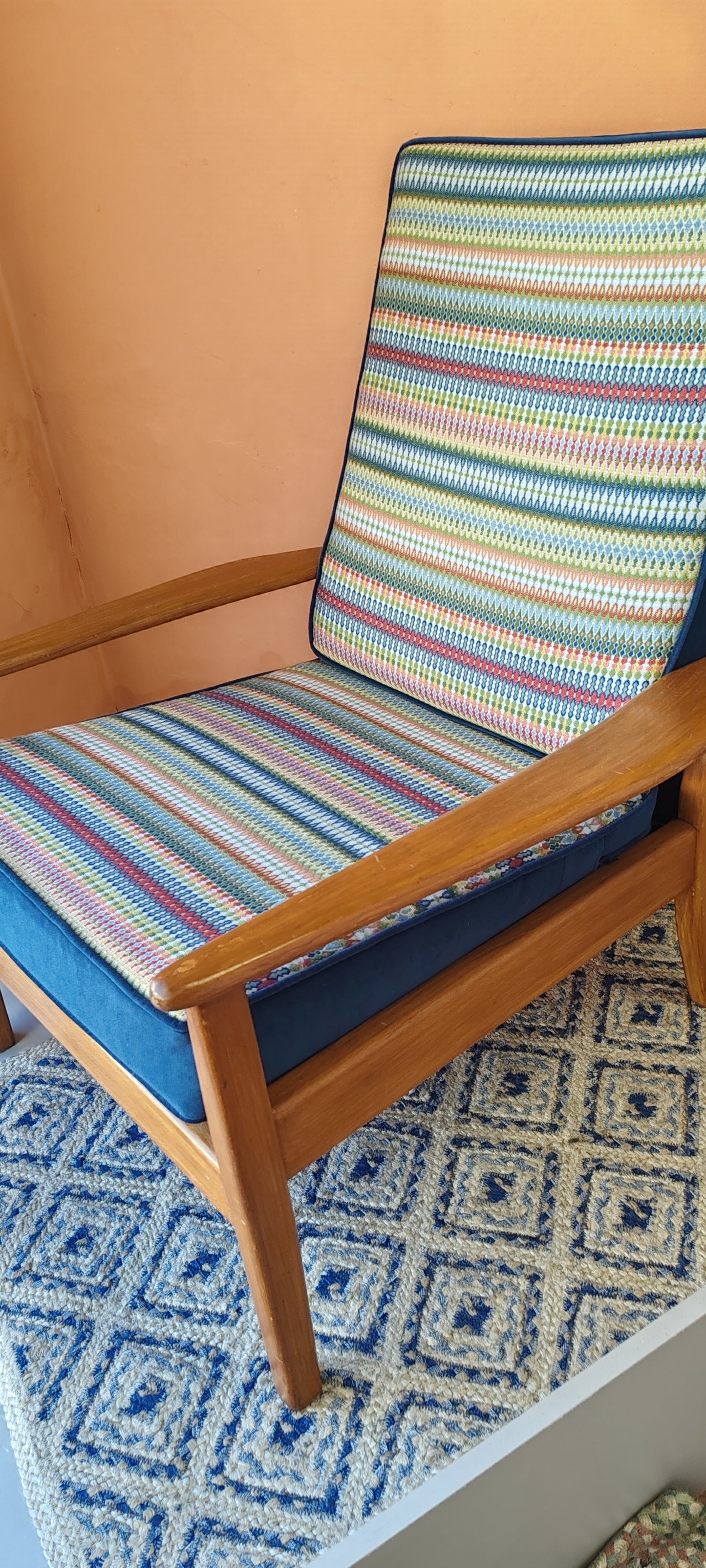 Bespoke Re-upholstered Cintique Lounge Chair – Ian Sanderson Fabric | Bates Upholstery