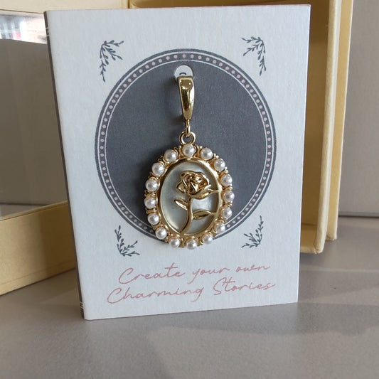 14k Rose pearl pendant charm