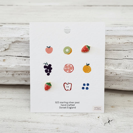 Enamel strawberry earrings