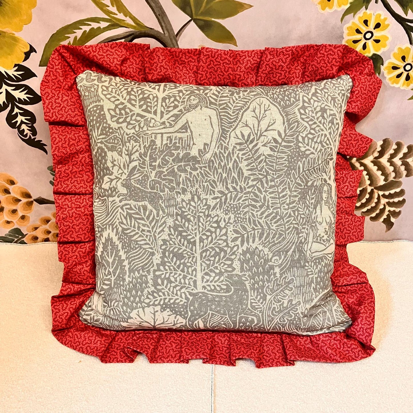 Adam & Eve Handmade Luxury Cushion – Limited Edition British Illustration | Bates Upholstery