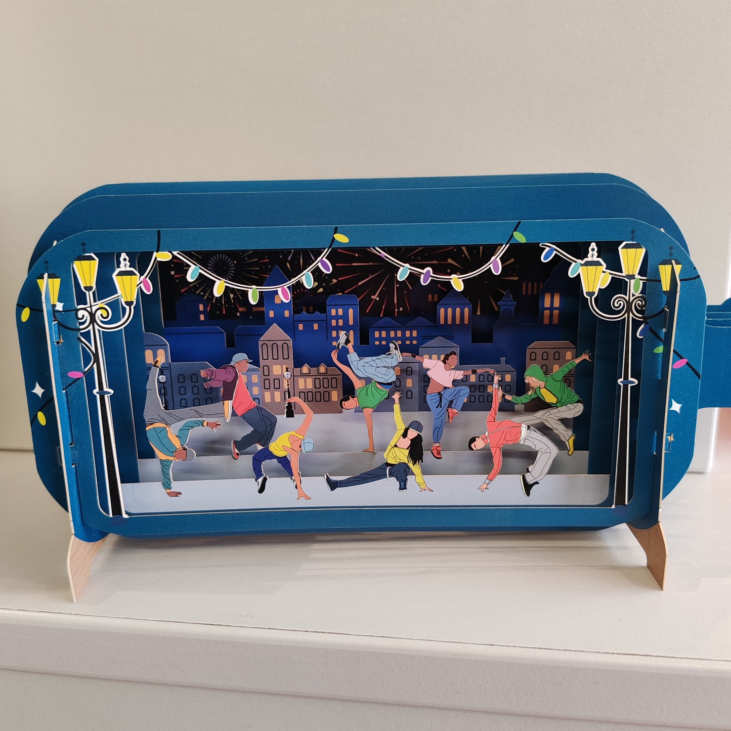 Message in a bottle greeting card. Street dancers