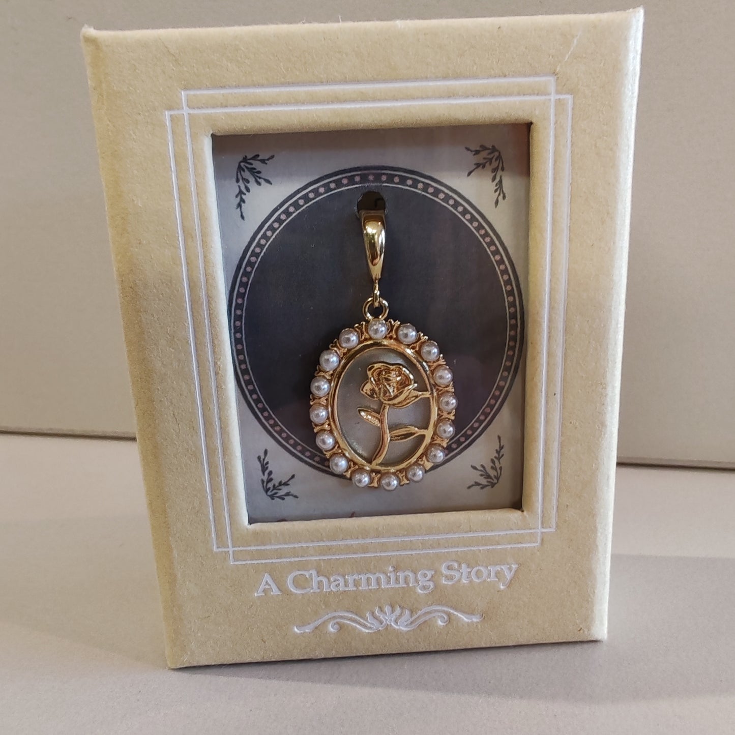 14k Rose pearl pendant charm