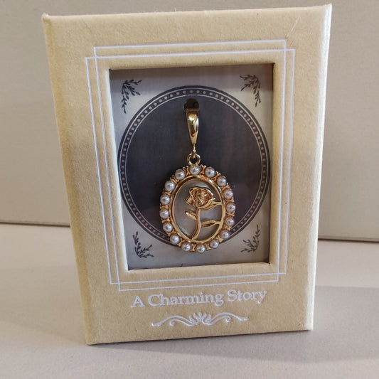 14k Rose pearl pendant charm