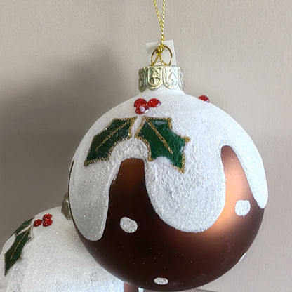 Glass Christmas Pudding Bauble