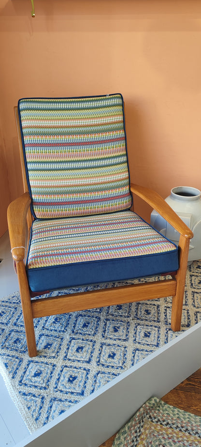 Bespoke Re-upholstered Cintique Lounge Chair – Ian Sanderson Fabric | Bates Upholstery