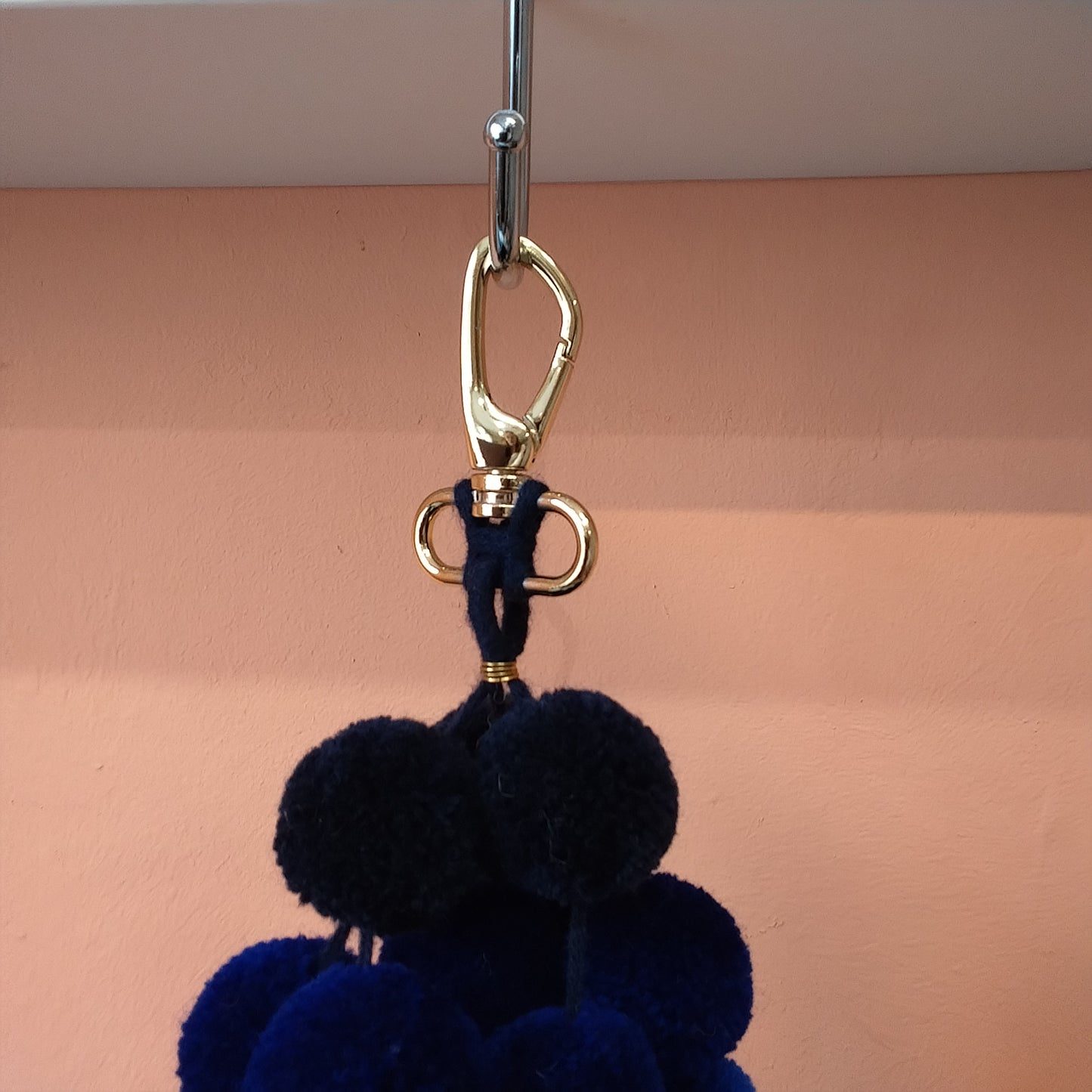 Pom Pom bag charm blue large