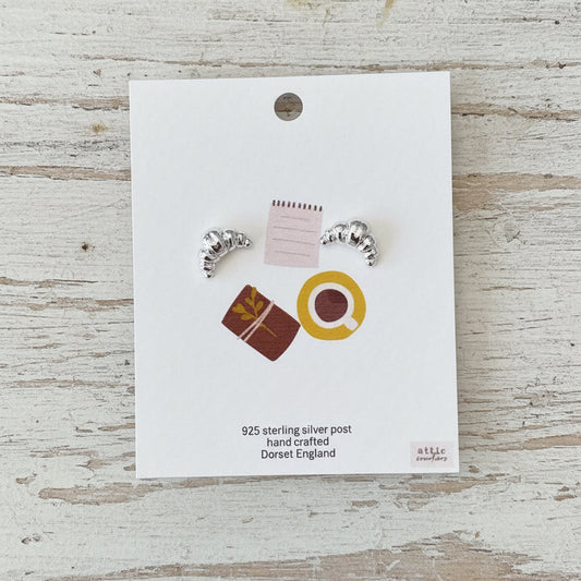 Silver croissant earrings