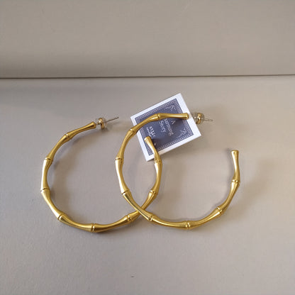 Large bamboo knot hoop earrings