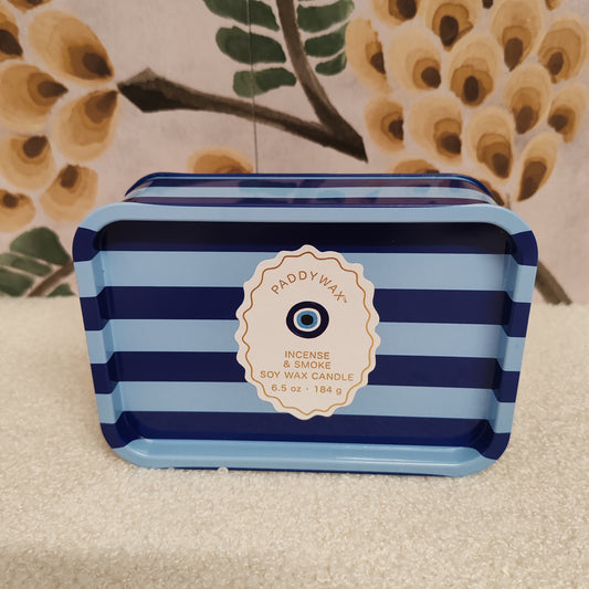 A Dopo 6oz/184g Eye Printed Tin Candle - Incense & Smoke