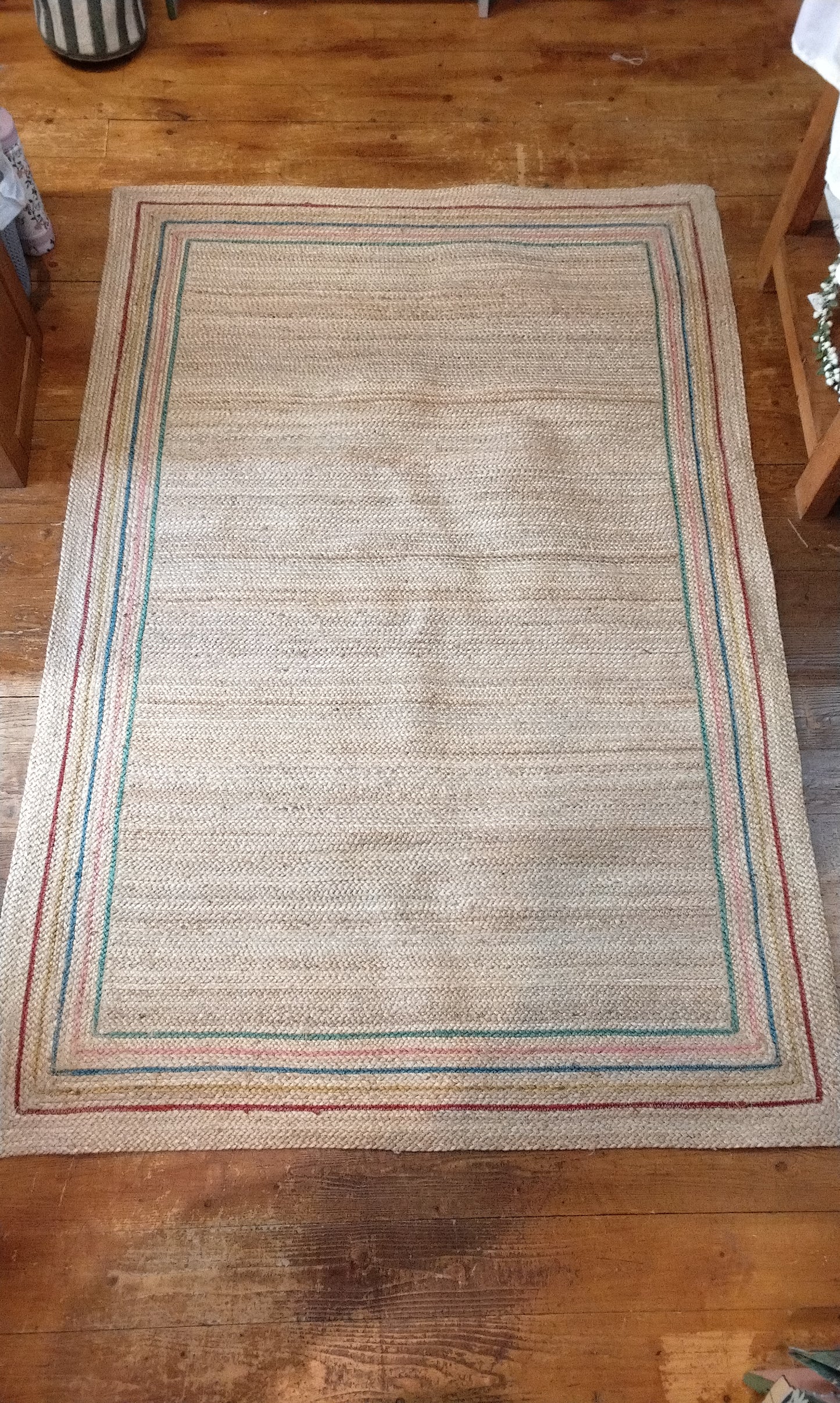 Natural Stripe Border Jute Rug - 4’x6’ (122cm x 183cm)rectangle