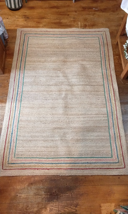 Natural Stripe Border Jute Rug - 4’x6’ (122cm x 183cm)rectangle