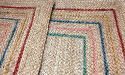 Natural Stripe Border Jute Rug - 4’x6’ (122cm x 183cm)rectangle