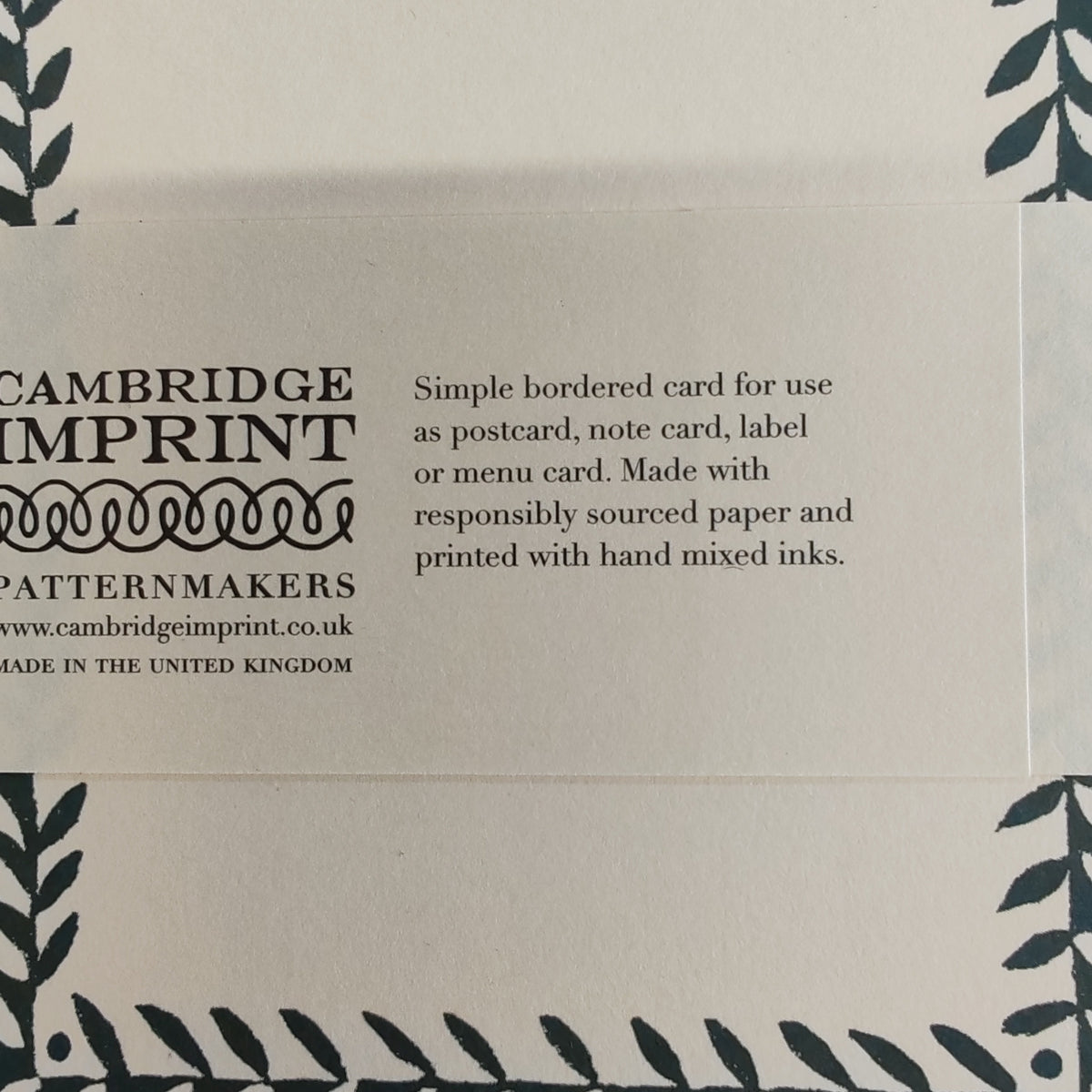 Pack 10 plain bordered Postcards. Colour Petrol