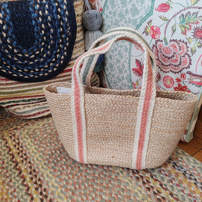 Summer Rose/thistle Jute tote Large