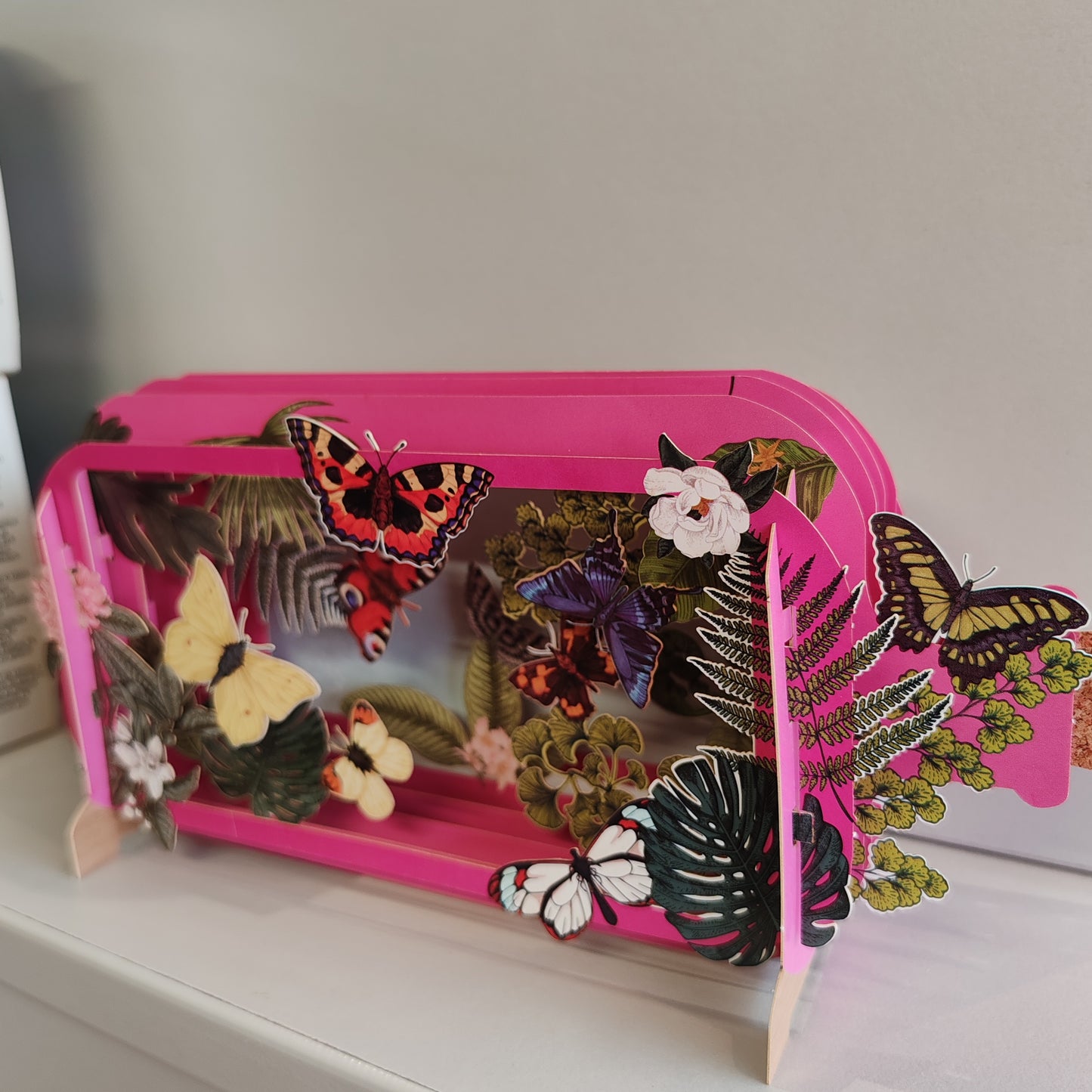 Message in a Bottle. 3d greeting card, Butterflies.